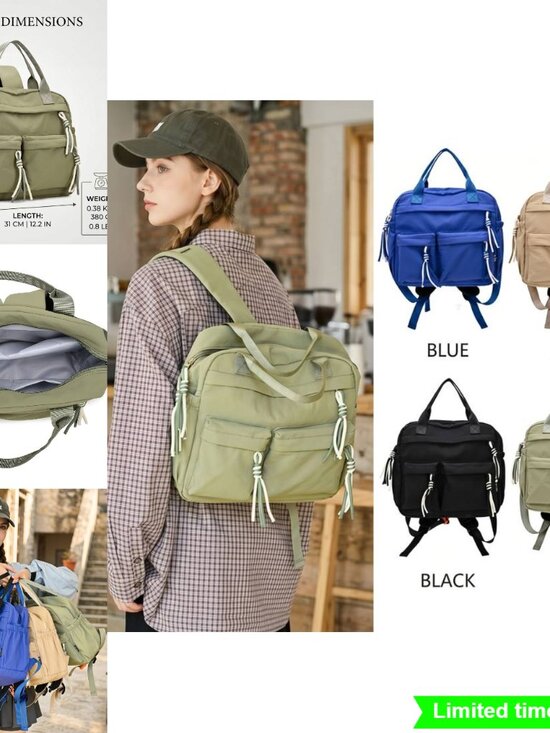 Large Capacity Nylon Backpack Crossbody Bag with Phone Pocket main image 9